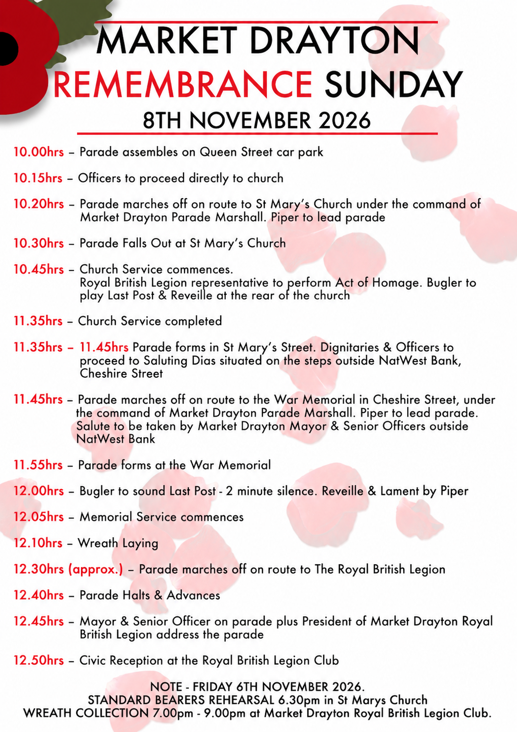 Poppy Timings 2026